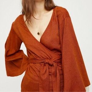 FP Movement by Free People Terracotta Wrap Blouse